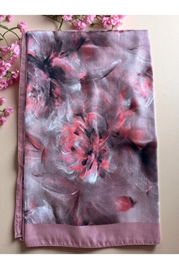 Lavena scarfs Spring Series Floral Pattern Cotton Digital Soft Shawl - Red Brown