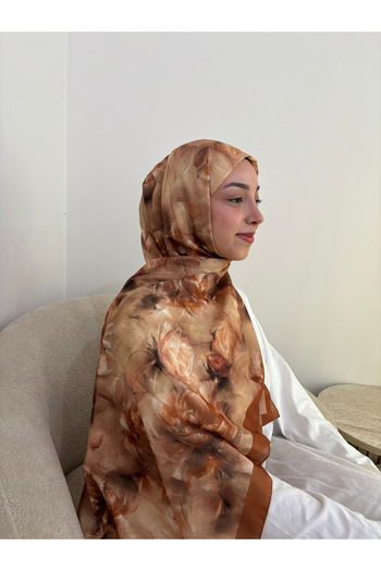 Lavena scarfs Spring Series Floral Pattern Cotton Digital Soft Shawl - Tile