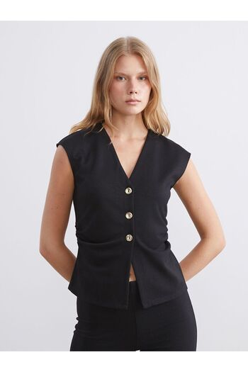 LC Waikiki Lcw Vision V-Neck Gathered Women's Classic Vest