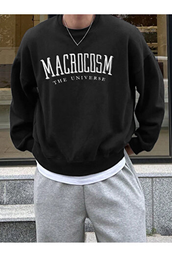 Mythologie Суитшърт Macrocosm - черен, с принт, с голям размер, с деколте тип „руло“ и шарки