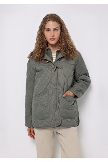 Colin's Regular Fit Hooded Snap Fastener Lined Waterproof Women's Green Coat