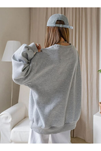 Mythologie The Sunshine Sweatshirt - Γκρι εμπριμέ Oversize βολάν λαιμόκοψη