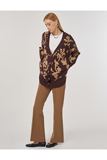 Kayra Sequined Knitwear Cardigan Brown