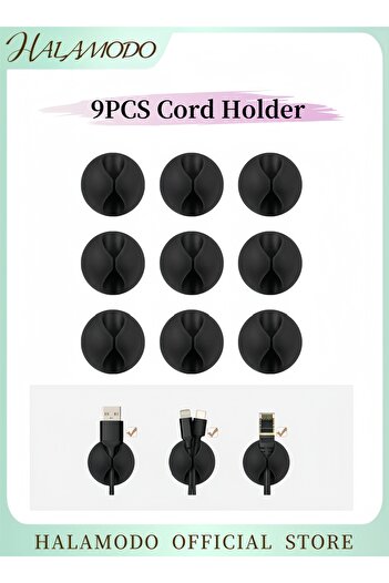 HALAMODO 9PCS Cord Holder Charger Holder Cable Management Clips Wire Holder Clips
