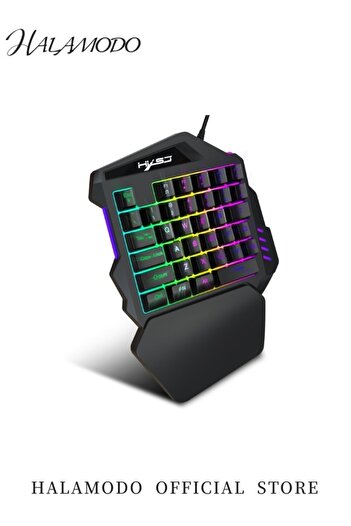 HALAMODO One Handed Gaming Keyboard & Mouse Kit 35 Keys Portable Single Hand Mechanical Gaming Keyboard