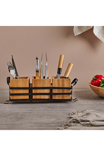 Generic Finesse 3-Piece Kitchen Cutlery Holder with Metal Rack