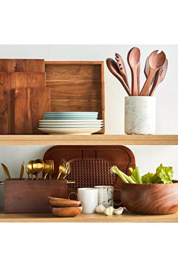Generic Mountain View Wooden Cutlery Holder
