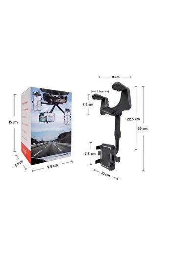 Flippy Auto Mount with Rearview Mirror Attachment, Model Y611, 360-degree Rotatable, Retractable, Un