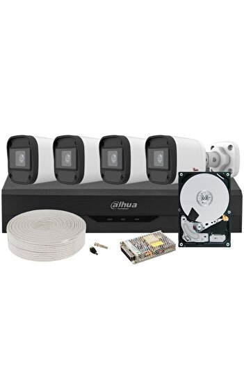 DAHUA 2-camera video surveillance kit, complete, FULL HD, IR 80m, 1 x HDD, SAF-2EXTFHDIR30-1-TW