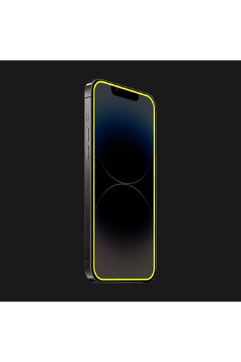 Flippy Tempered Glass Screen Protector for Apple iPhone 15, Flippy, Luminous, Neon Glow Silicone Edge, Matt