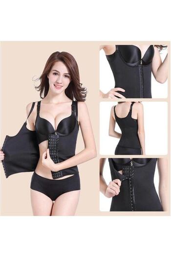 HALAMODO Women's Shapewear, Adjustable Zipper Vest, Three-row Button Tummy Control Underwear,