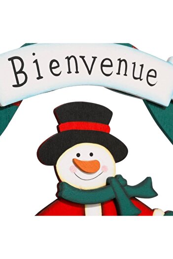 Fééric Lights and Christmas Feeric Lights door wreath, wood, green/white/red, 30 x 33 cm