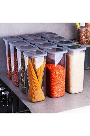 Kosova Set cutii de depozitare 430KSV1426, 1200 ml, 12 bucăți, Plastic, Gri/transparent