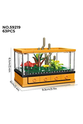 choice2 Turtle Box Micro Fish Tank Series Building Blocks Set Clownfish Lobster Display Box Model Children C