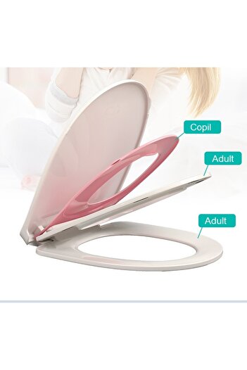 Flippy Toilet Seat with Reducer 3 in 1, Flippy, for Kids 3+ Years and Adults, Slow and Quiet Closing, Easy