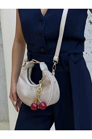 grand coco Women's mink suede hand and shoulder bag with charm gift.
