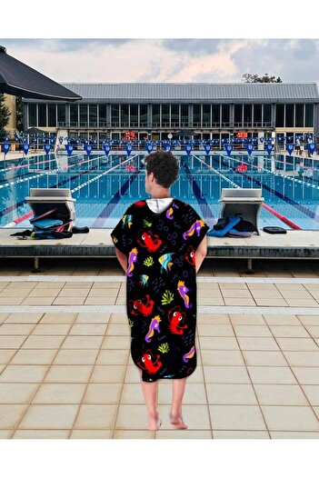 sporsuit Μπουρνούζι με κουκούλα Marine Unisex Towel Poncho για προπόνηση κολύμβησης στην πισίνα και στη θάλασσα