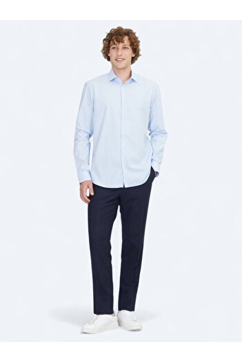 Kip Blue Regular Fit Woven Classic 100% Cotton Shirt