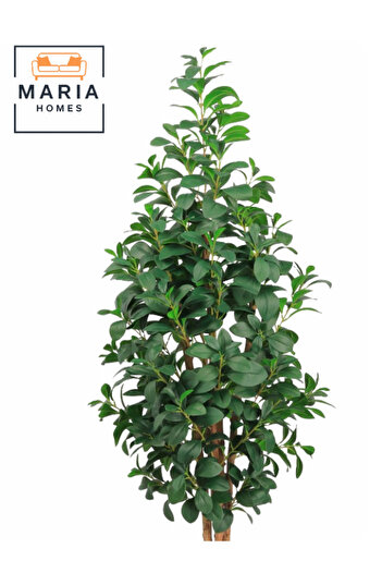 MARIA HOMES Artificial Lemon Leaf Tree 165 cm – Green Foliage in Grey Plastic Pot for home decor