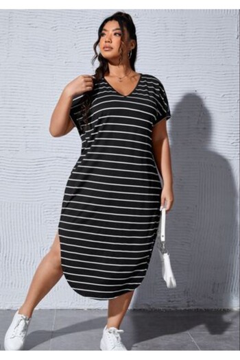 ARDSU Women's Plus Size Striped Dress/Pregnancy