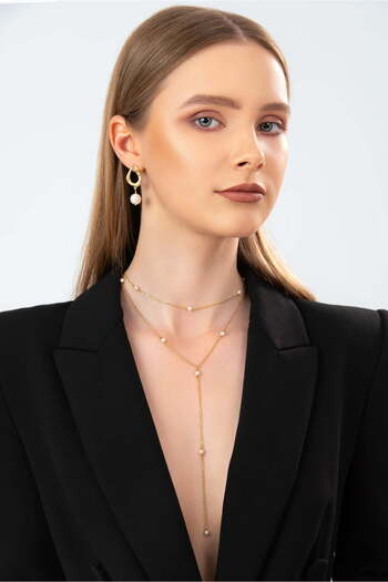 ohmygod jewelry 925 argint Cercei din argint placat cu aur galben si perla - Olympia