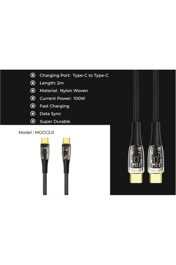 mobigear Type C to Type C 100W 2M Cable PD 3.0 Nylon Braided Super Fast Charging Cable