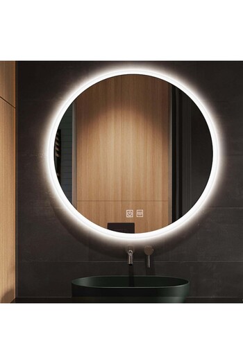 K Korman Oglindă Baie LED Rotundă 60cm Dimabilă, Dezaburire, Control Tactil