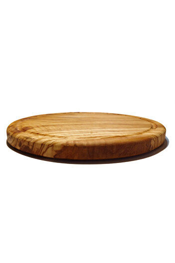 OEM Tocator din lemn de maslin, cu canal, rotund Corfu, 24×2 cm