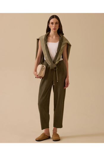 SEÇİL Lace-Up Ankle Length Suede Pants