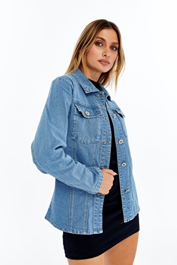 CHOS7N Women's Denim Jacket – Long Sleeve Jean Jacket, Stylish and Casual Combination