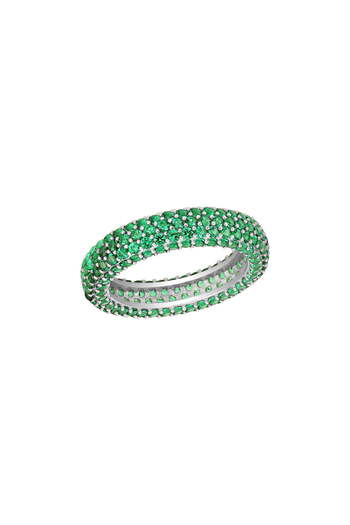 ohmygod jewelry 925 Silver Baguette Ring in 925 Silver – Silver Ring with Green Zirconia Crystals
