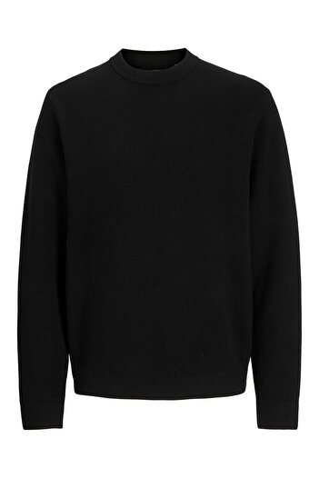 Jack & Jones JPRBLAMILANO tricotat cu cusături, cu gât rotund, negru