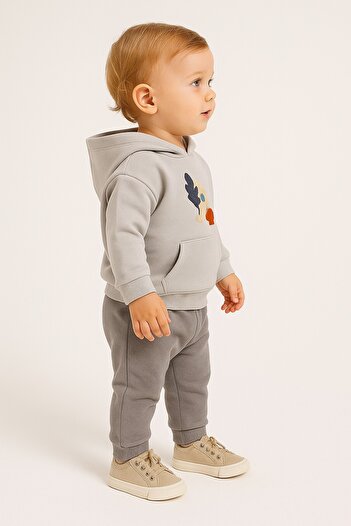 dinamik çocuk Cactus Themed Kangaroo Pocket Hooded 2-Piece Set Unisex Bottom Top 6-9-12-18-24Months