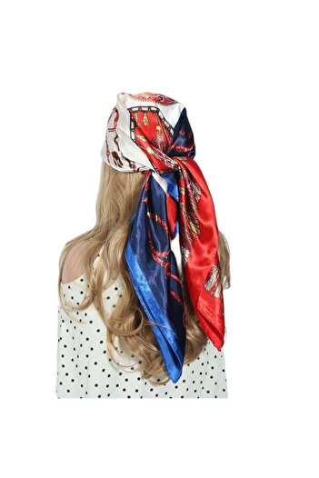Pursehuit Red square scarf with print, Reimon C1