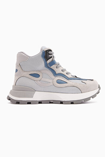 Limoya Emma Gray Suede Detailed Lace-Up Women's Sports Boots