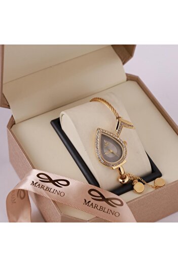 marblino Elegant gold-colored heart-shaped women's watch