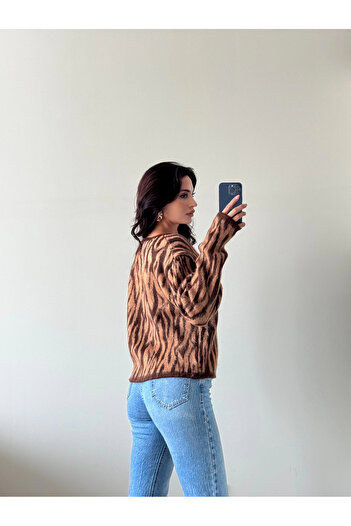 Eka Women's Brown Zebra Cardigan 1014-1014