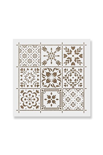 Maxrom Stencil Wall painting, plaster 0.7mm Scandinavian Mosaic Tile Stencil Reusable, model MXSP7268,