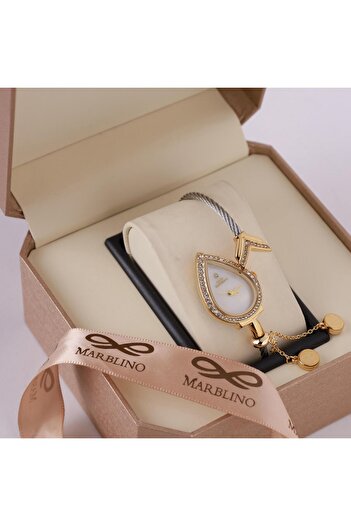 marblino Elegant gold-colored heart-shaped women's watch