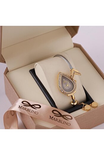 marblino Women's watch, mixed color, heart shape, elegant design