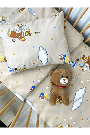 Ozz Baby 70% Cotton 30% Polyamide Fitted Sheet 60X120 & Pillowcase & Pillow Inner Liner 35X45Cm 3 Piece Set