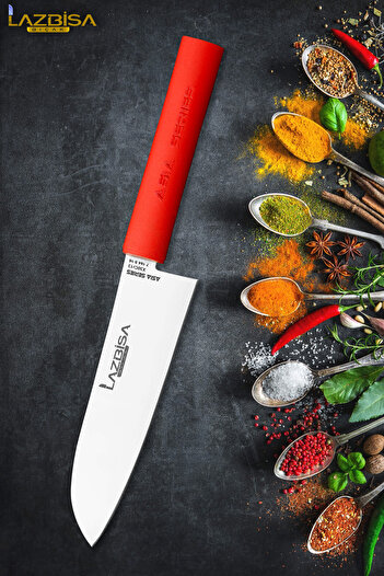 LAZBİSA Asia Serisi Mutfak Bıçak Santoku Şef Bıçağı Et Ekmek Sebze Salata Şef Bıçağı HDS-20
