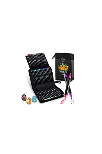 Ohuhu Set of 60 Acrylic Markers, 24 Metallic Colors, Dual Tips, Round and Fine, Multicolor