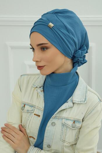 Aisha's Design Aerobin Fabric Ready-Made Turban with Accessories, Ht-95, Indigo
