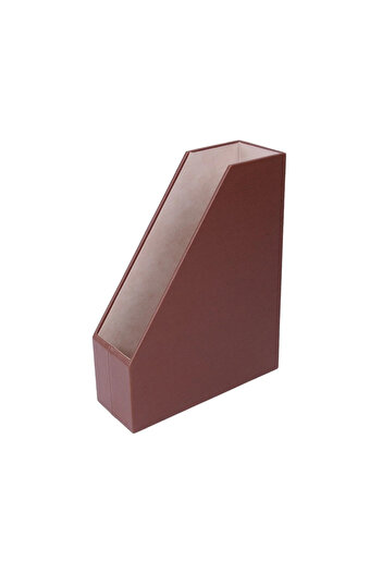 Makroofis Leather Covered Office Magazine Rack |   Stylish and Decorative Magazine Holder – Desk Organizer