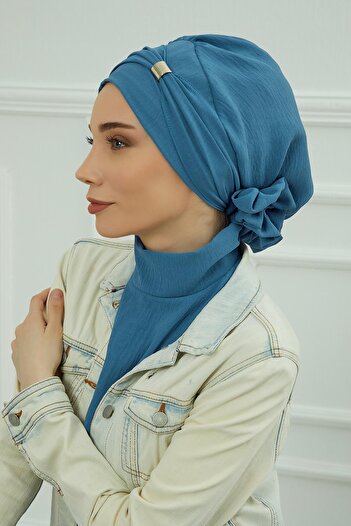 Aisha's Design Aerobin Fabric Ready-Made Turban with Accessories, Ht-95, Indigo