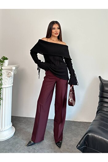 Lamierra Women's Knit Sweater with Open Shoulder Bow