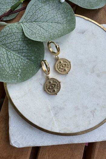 My Joyas Design Steel Eye Plate Ethnic Earrings