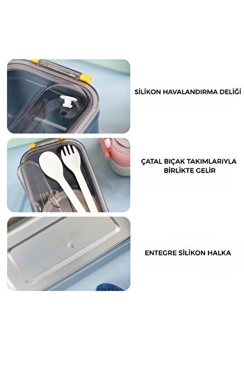 Vagonlife İçi Çelik 2 Katlı Saklama Kabı 1500 ml XC-465