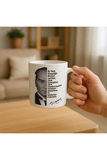 Borambalaj Ataturk and Youth Address Printed Mug Cup